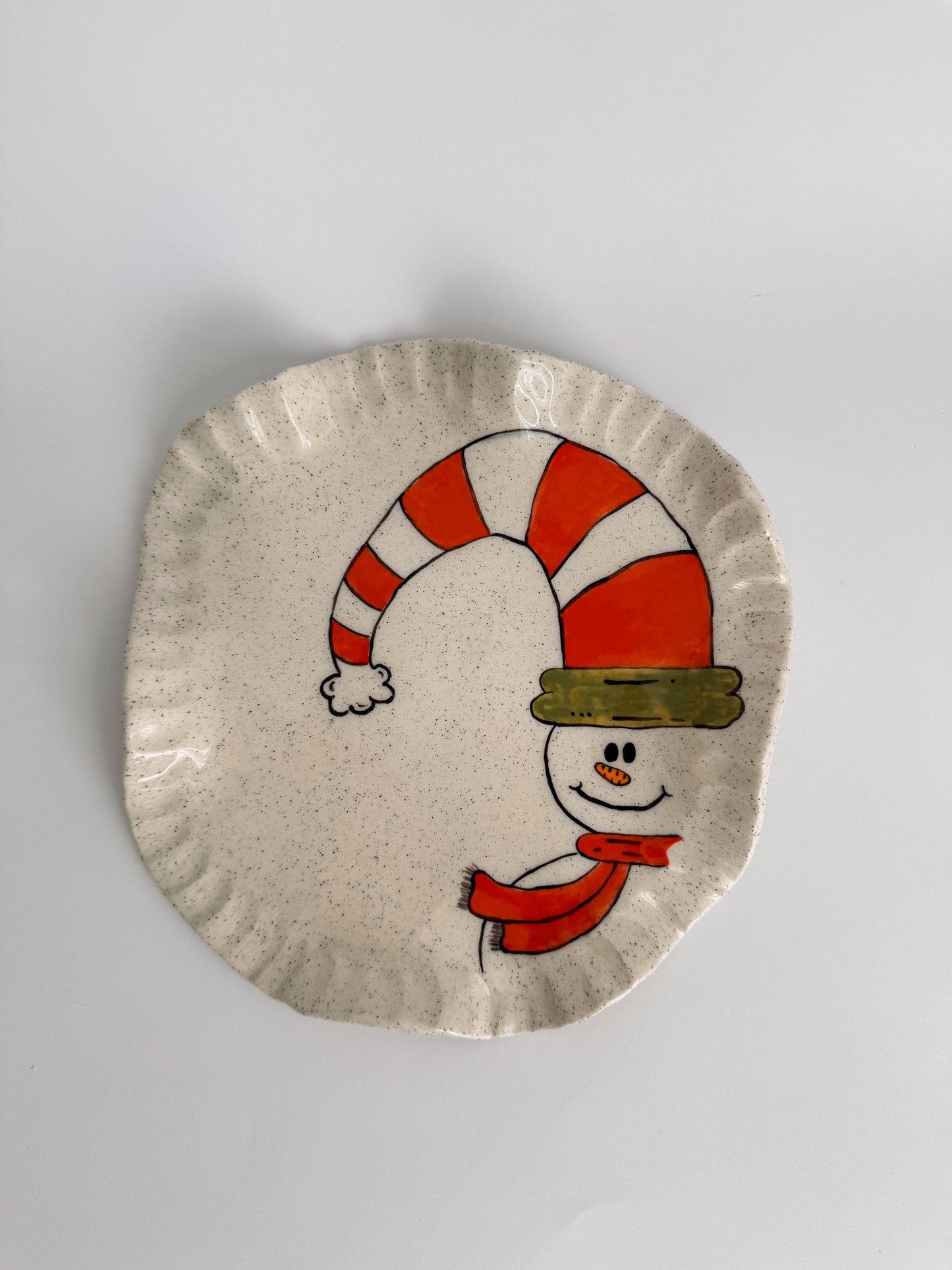 Wavy Snowman Plate