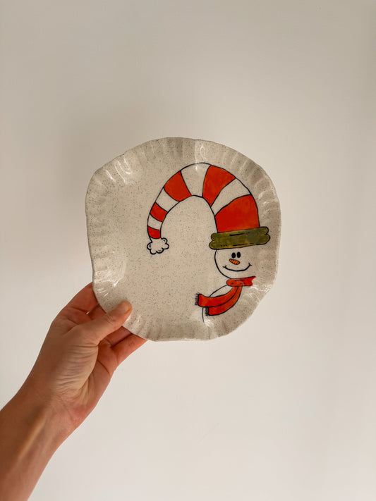 Wavy Snowman Plate